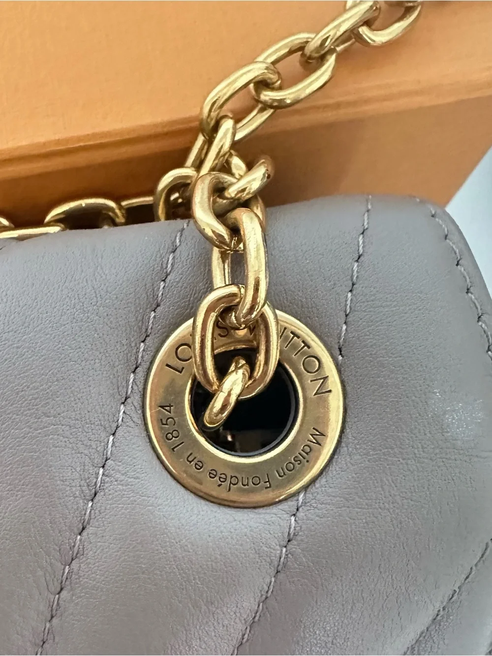 Louis Vuitton Taupe Quilted Shoulder Bag with Gold Hardware